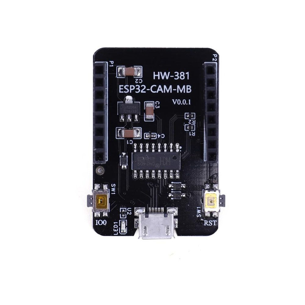 ESP32-CAM con placa base microUSB vista 1
